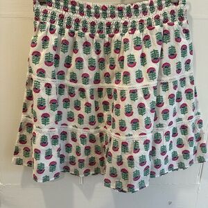 J. Crew White Tiered Skort with Pink & Green Floral Print